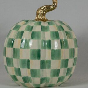 MacKenzie Childs Large Check Pumpkin- Emerald Green